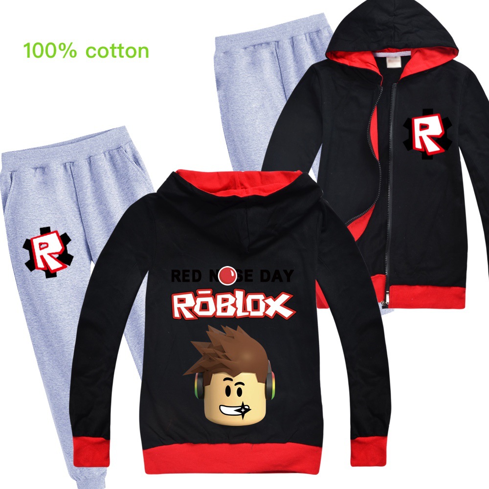 Roblox Red Nose Day Jacket Zipper Kids Coat Pants Set Boys And Girls Two Pieces Set Pure Cotton Shopee Philippines - roblox red jacket