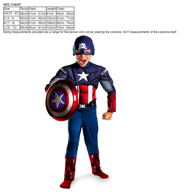 Child Kids Avengers Captain America Muscle Cosplay Costume Boy Fancy Halloween Shopee Philippines - captain america suit roblox