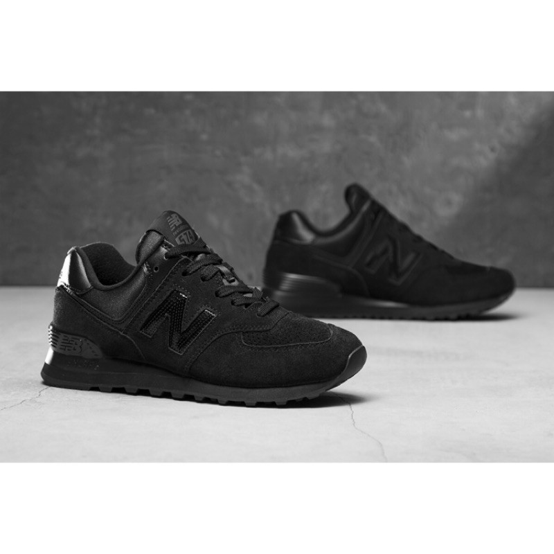 new balance 574 all black suede