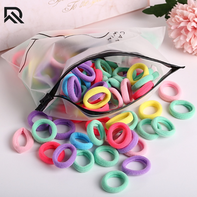 100pcs Pack Girls Colorful Nylon Small Elastic Hair Bands Kids Ponytail Holder Rubber Bands
