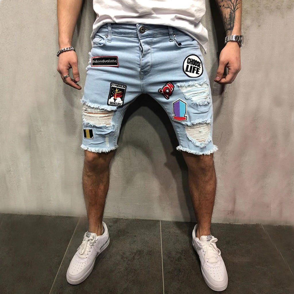 ripped denim jean shorts mens