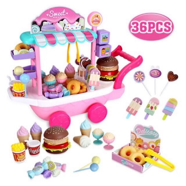 36Pcs Ice Cream Cart Set Pretend Play Toy For Kids Shopee Philippines