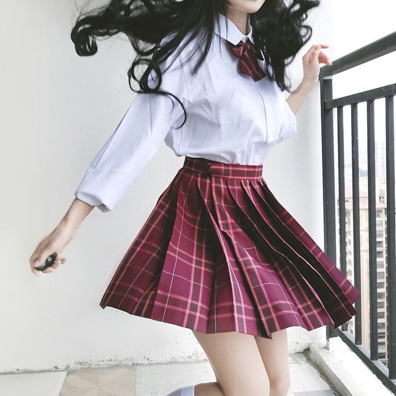 2022new Women Pleat Skirt Harajuku Preppy Style Plaid Skirts Mini Cute ...