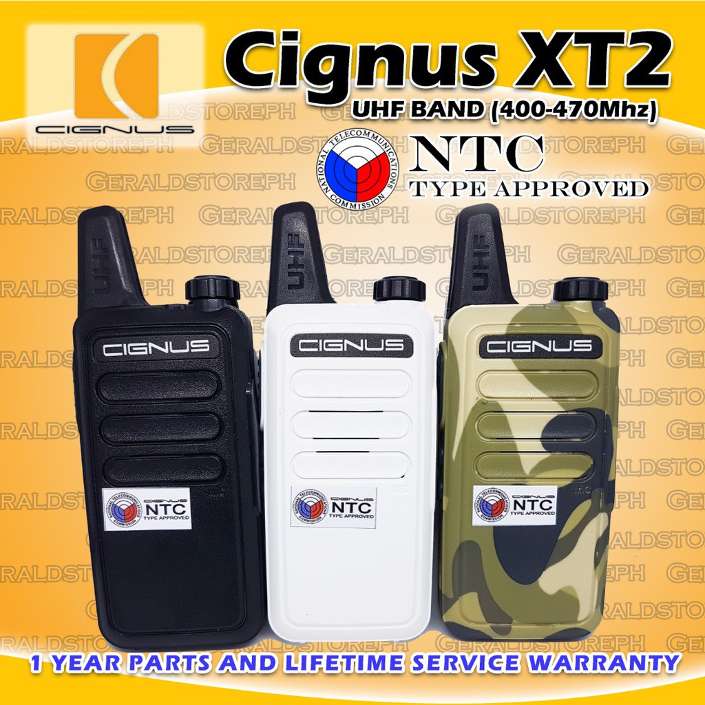 Cignus XT2 UHF 2 Watts Mini Two Way Radio with NTC Sticker NTC Type