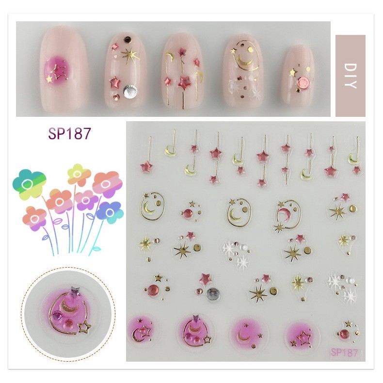 SP 3D Nail sticker DIY Adhesive Laser Gilding Imitation Diamond Nails