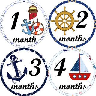 12 Months Baby Milestone Stickers NAUTICAL
