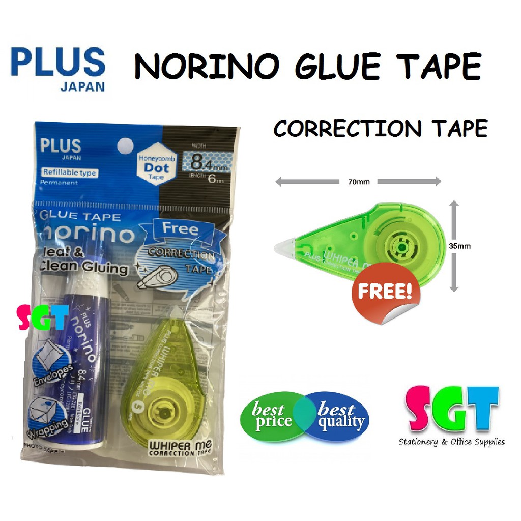 PLUS Norino Glue Tape 8.4mm x 6m ( FREE Correction Tape 5mm x 5m