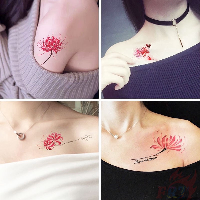 Red Spider Lily Flower Temporary Tattoo Stickers 30sheets Set Waterproof Tattoos For Sexy Arm Clavicle Body Art Hand Foot Shopee Philippines