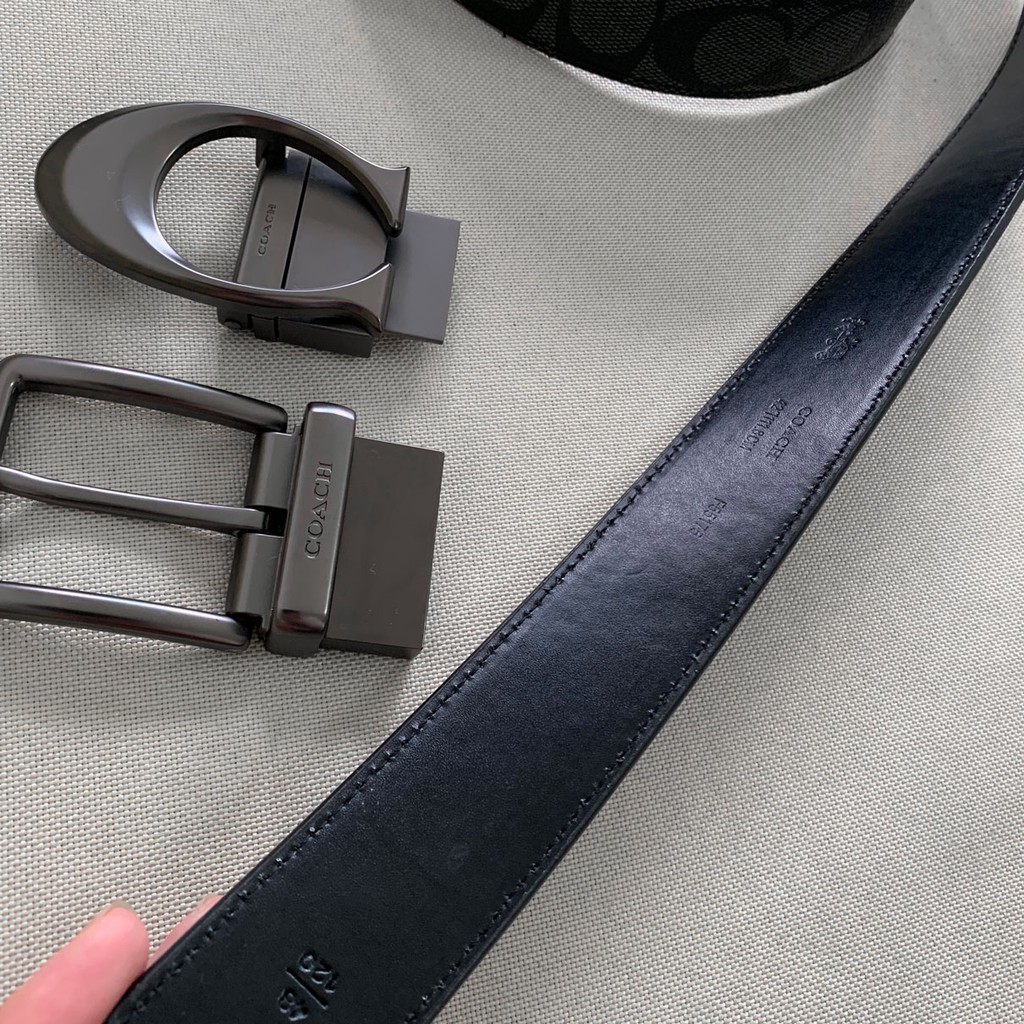 Coach Belts Set with Box 2 in 1 Man Belt Double Buckles Series Cowhide