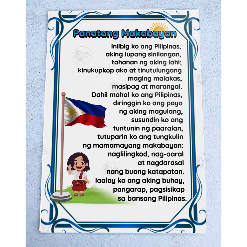 Lupang Hinirangpanatang Makabayanpanunumpa Sa Watawat Laminated Images