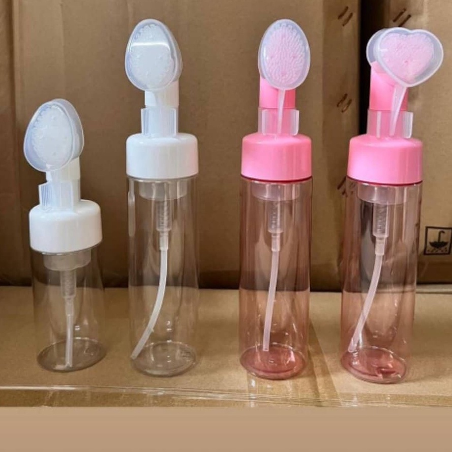 Mousse Foaming Bottle With Brush Pump Press Silicone Face Brush Foaming