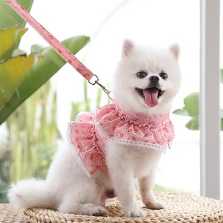 Pet Dog Harness Floral Lace Chest Strap Floral Lace Style Dog Leash Pet Chest Strap Leash Dog Collar Accessories #3