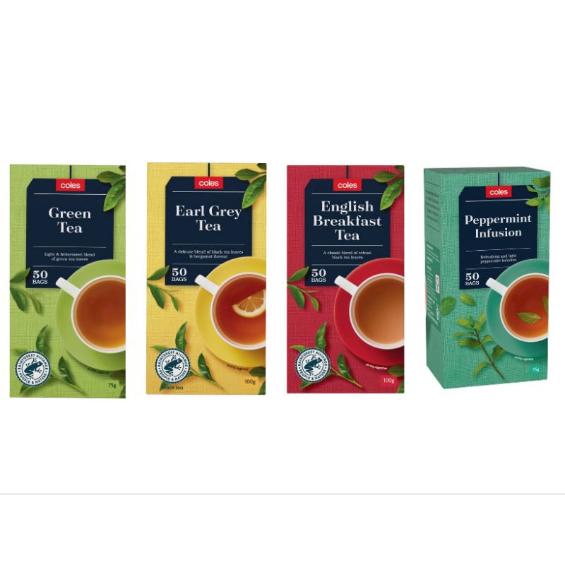 Coles Green / Earl Grey / English Breakfast / Peppermint Tea 75g