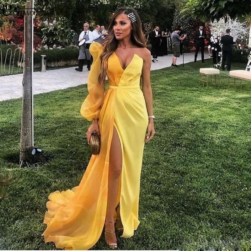 yellow long sleeve gown