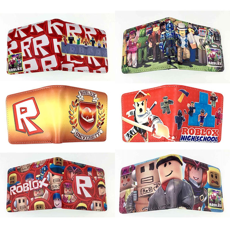 R ROBLOX Short Wallet PU Material Half Fold Leather Card Holder Coin Purse Game Merchandise
