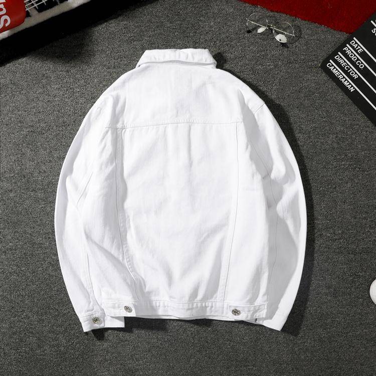 men's white denim jacket