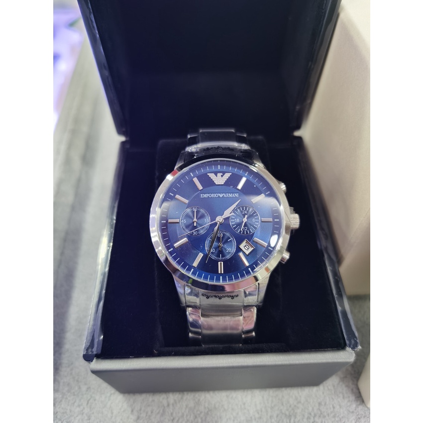 Authentic] Emporio Armani Classic Chronograph Blue Steel Dial Original Men  Watch Jam Tangan | Shopee Philippines