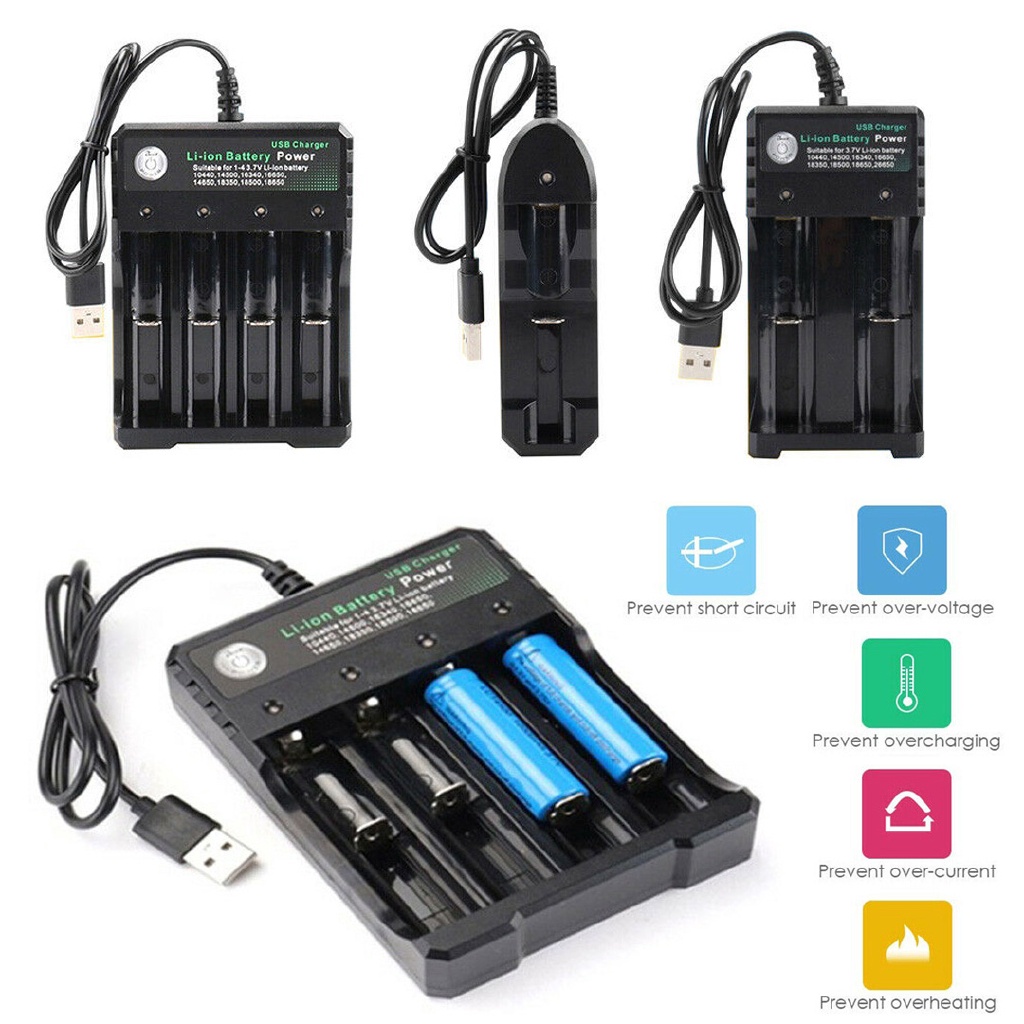 USB 18650 Charger Li-ion Battery Charging Portable universal charger ...