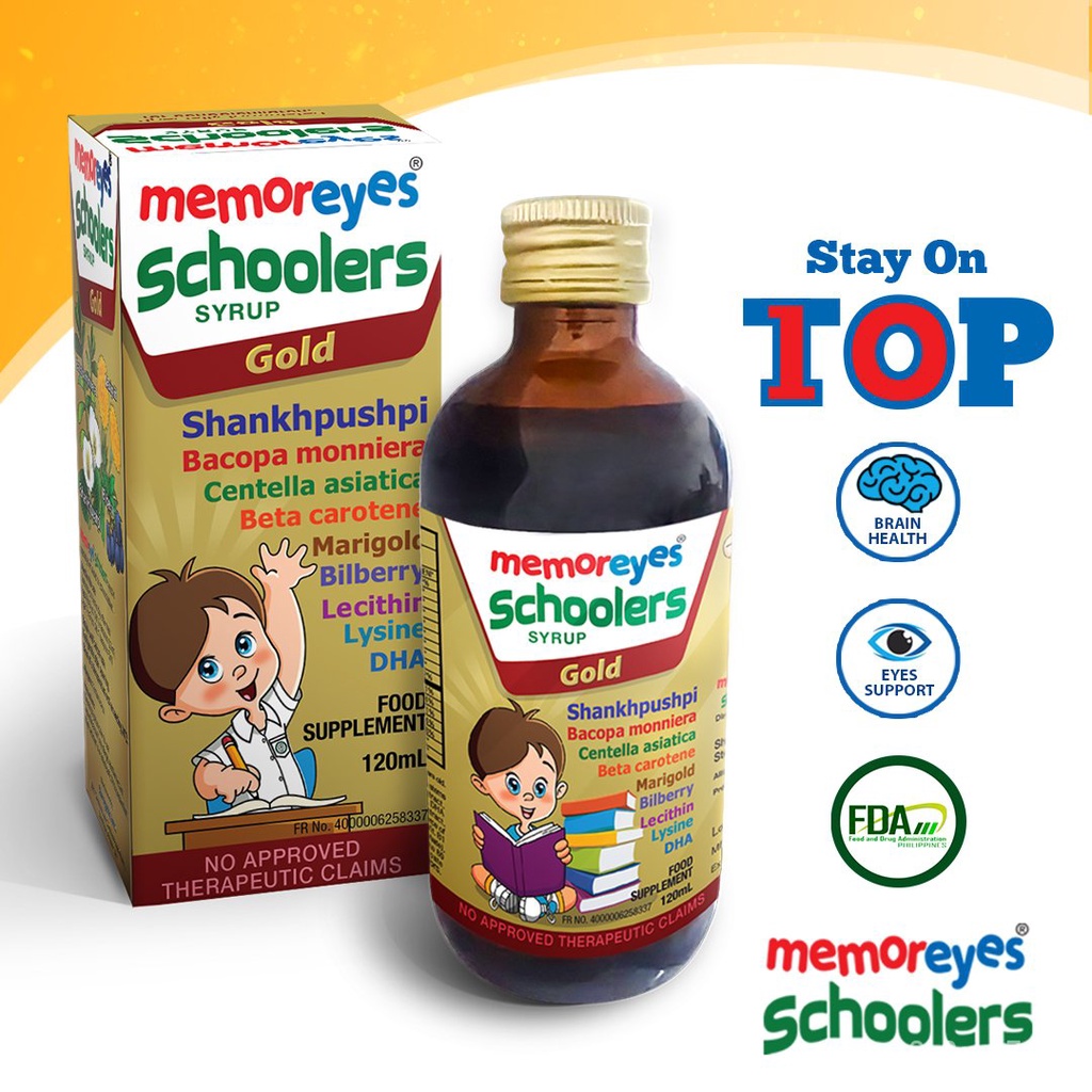 Memor Eyes Schoolers Gold Syrup 120ml Brain & Eye Supplement Memory ...