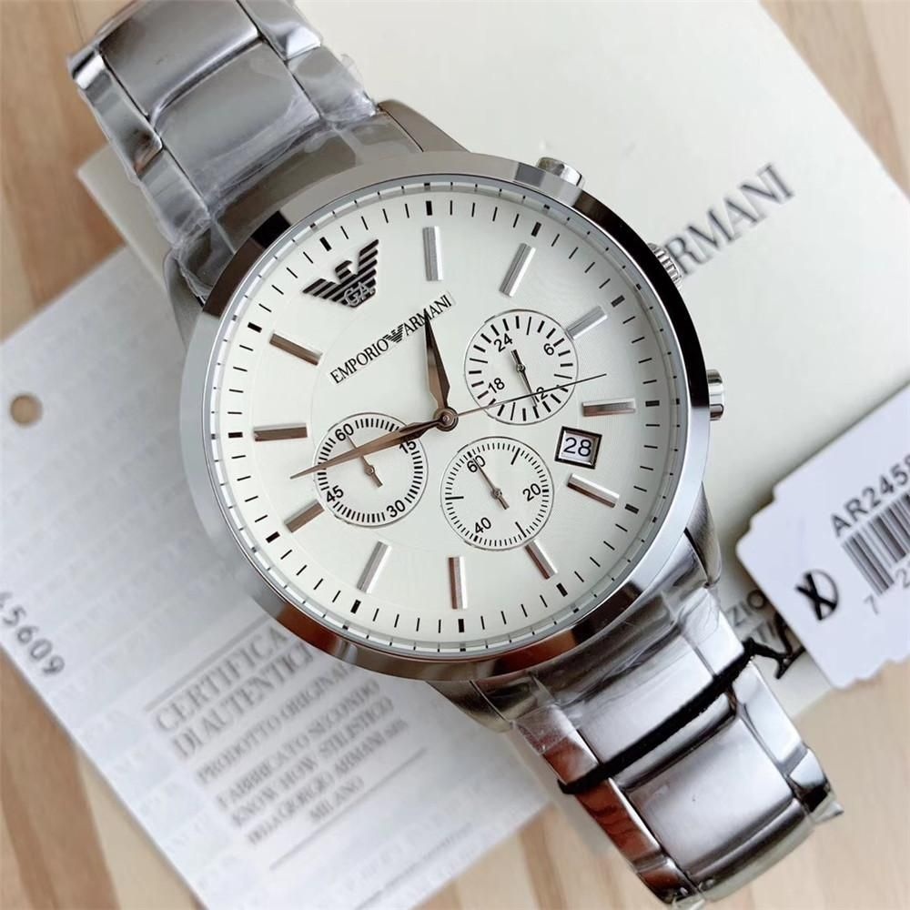 Emporio Armani watch for men Classic Chronograph Silver Dial Steel ...