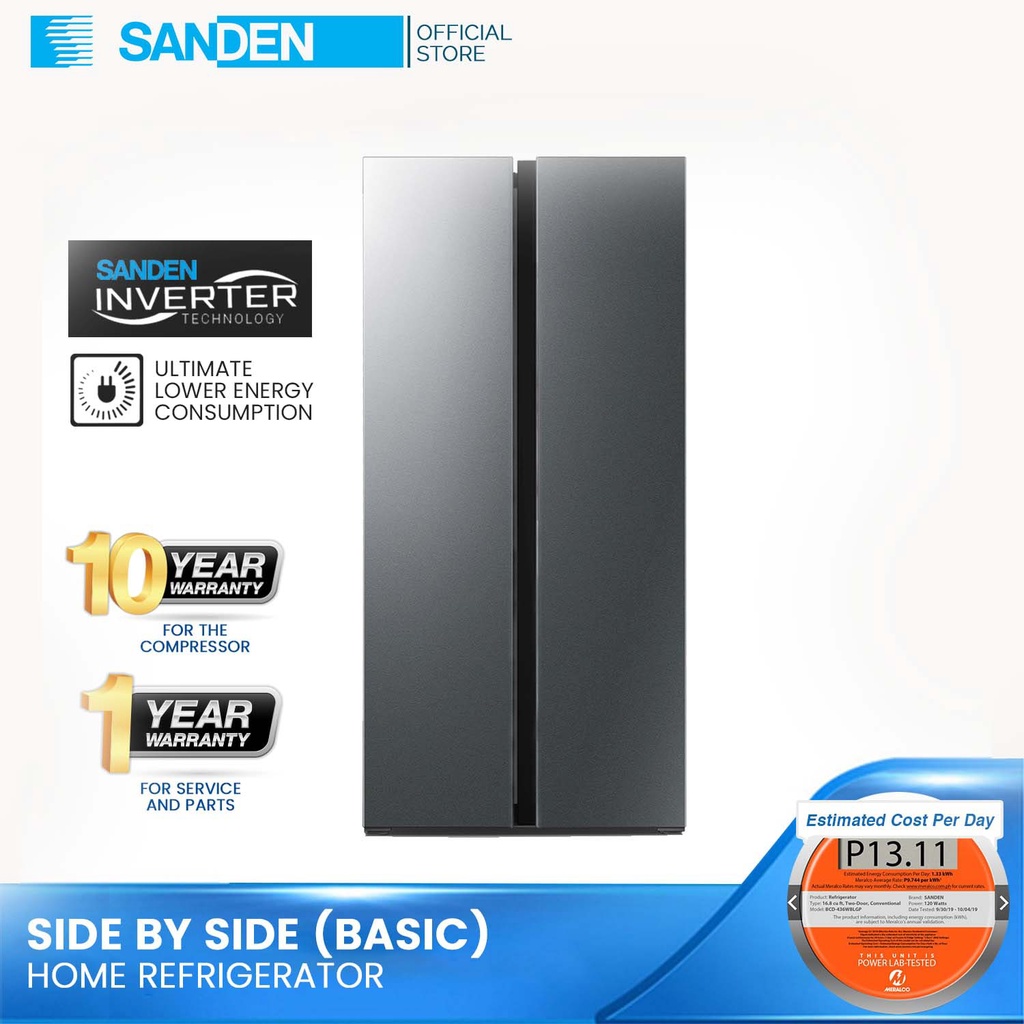 Sanden Inverter Home Refrigerator Side By Side Basic 2 Doors BCD