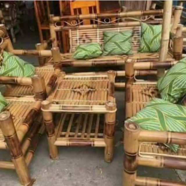Bamboo Sofa Set With Free 6 Pillows Shopee Philippines