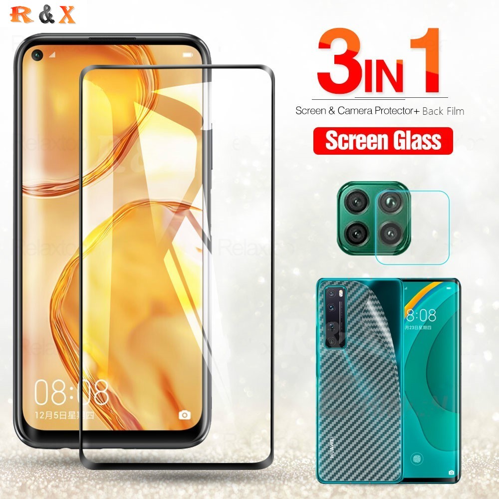 3in1 Tempered Glass Screen Protector For Huawei Y7A Y6P Nova 7i 7SE