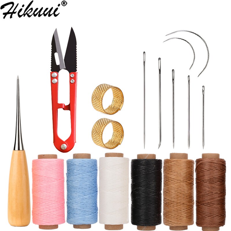 Leather Sewing Set With Waxed Thread LargeEye Stitching Needles Yarn
