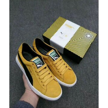 puma suede yellow black