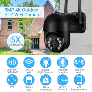 Hamrol All Black 8MP PTZ WIFI IP Camera Outdoor Auto Tracking Color Night Vision 5MP 5X Zoom CCTV Security Camera #2