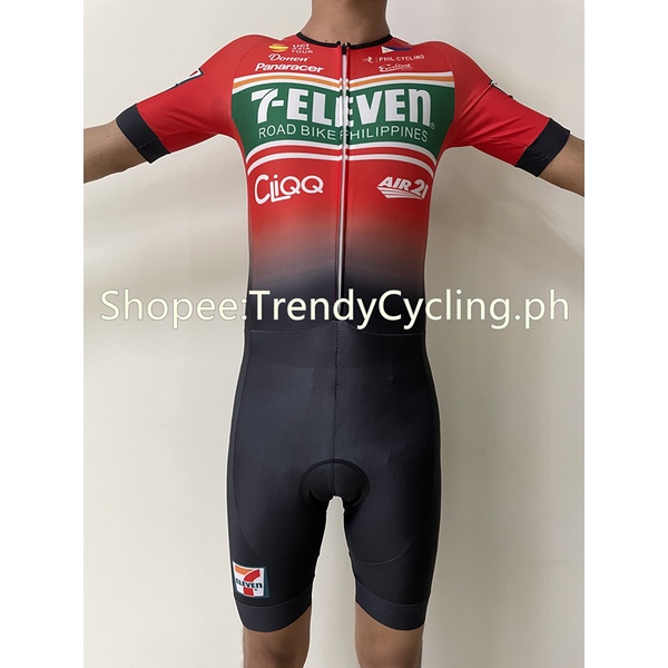Powerband Cycling Jersey Trisuit Onesuit Seven Eleven 7 11 7 11 Short Sleeve Road Racing Bike Bibset Padded Bibshorts Shopee Philippines
