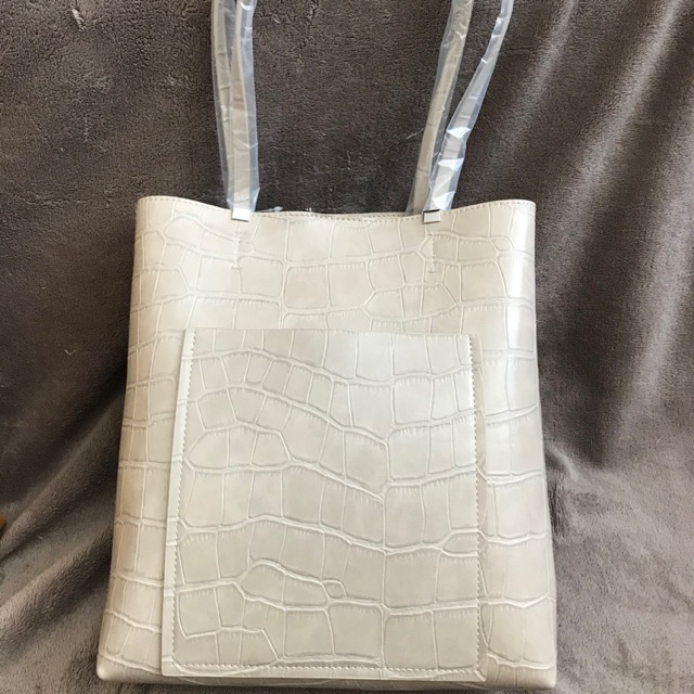 zara black tote bag with red inside