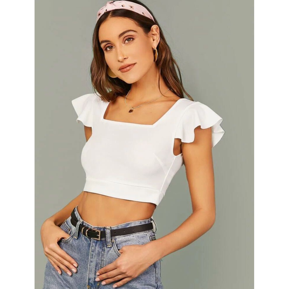 shein white frill top