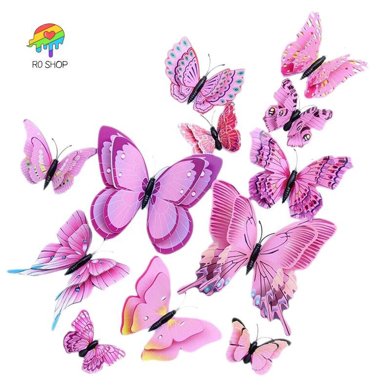 12Pcs/set 3D Life-like Butterfly Magnetic Wall Stickers  Home Room Decor 