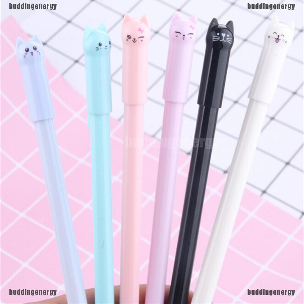 Cat gel pen black ink writing pen cute stationery school office supplies 5pcs