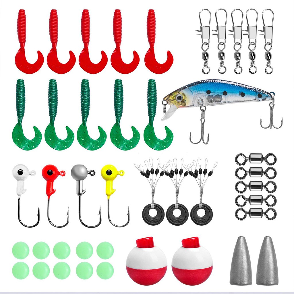 kids fishing pole and tackle box