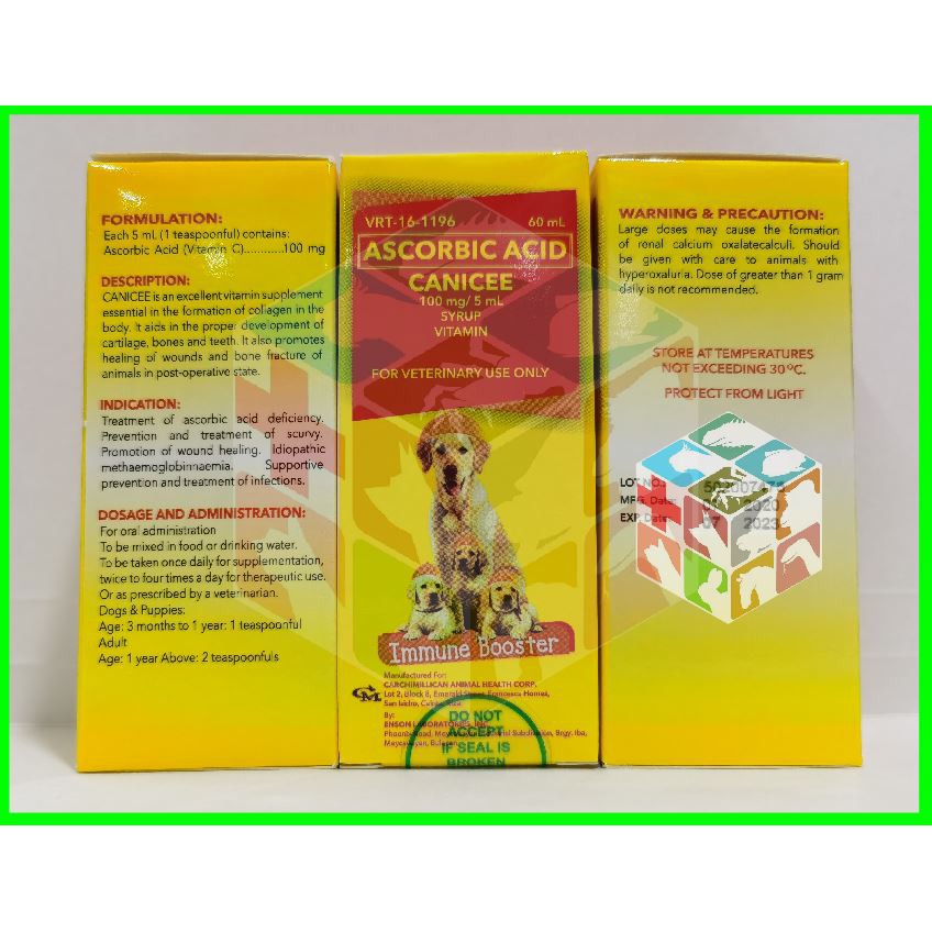 Canicee Immune Booster Vitamin C Ascorbic Acid for Dog and Cats 60ml