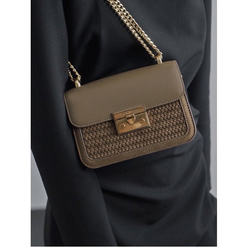 Charles and Keith Woven PushLock Crossbody Bag Shopee Philippines
