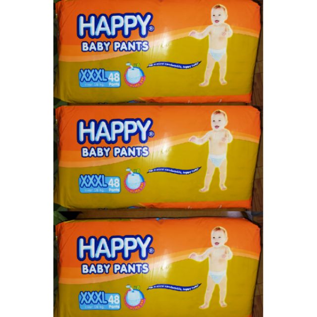 Happy Diaper Pants Triple Extra Large XXXL 48"s x 3 pack (144 pcs