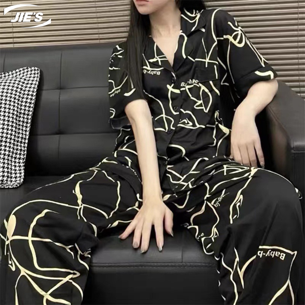 Spot] Jie's Korean fashion cotton short sleeve cartoon pattern comfortable  terno pajamas for women | Shopee Philippines