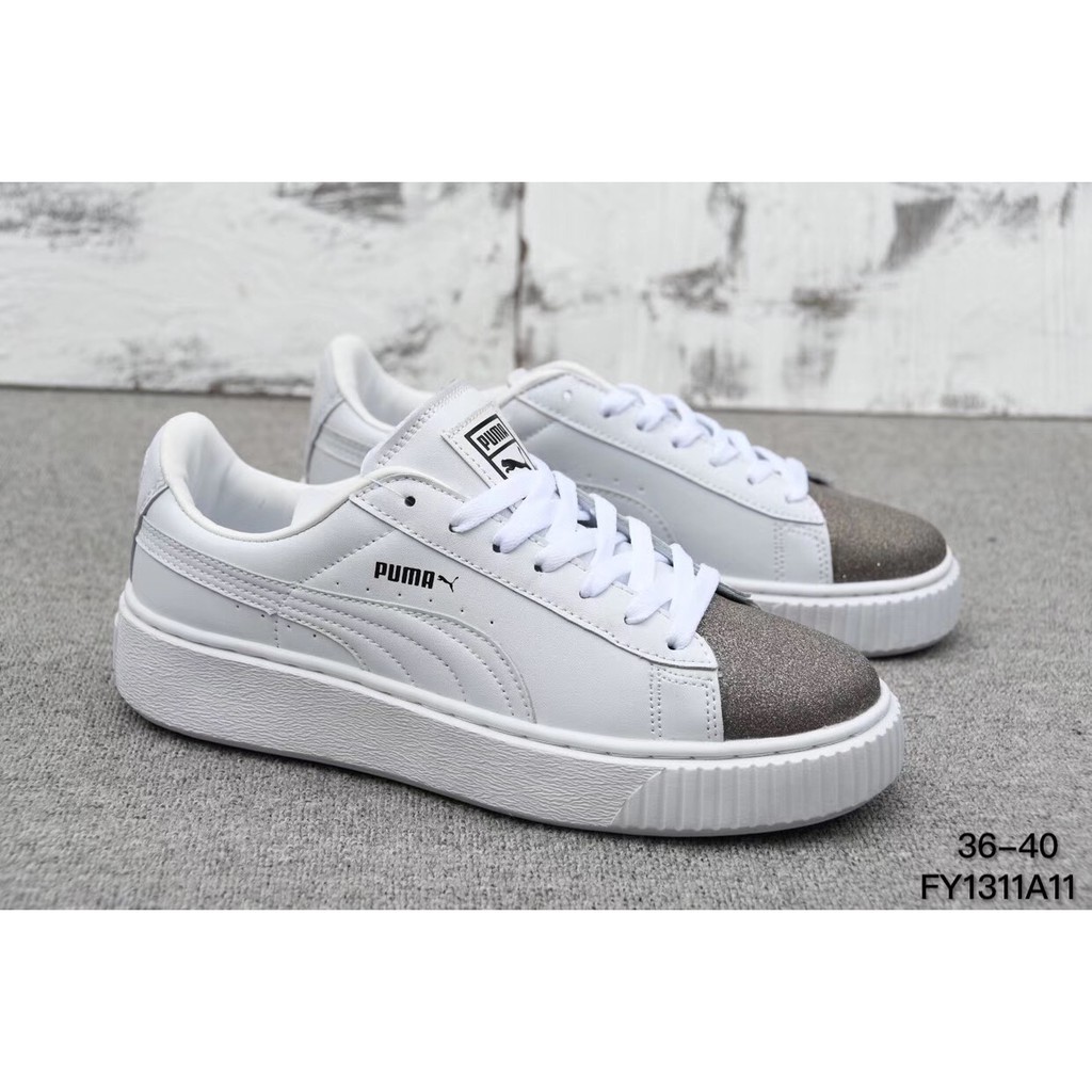 puma suede Rihanna all white grey low 