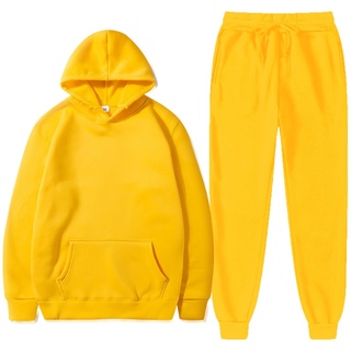 yellow sweatshirt and sweatpants