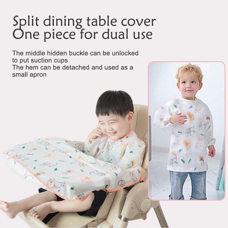 2 In 1 BLW Coverall Bib High Chair Coverall Bib Baby Feeding Bib, Long