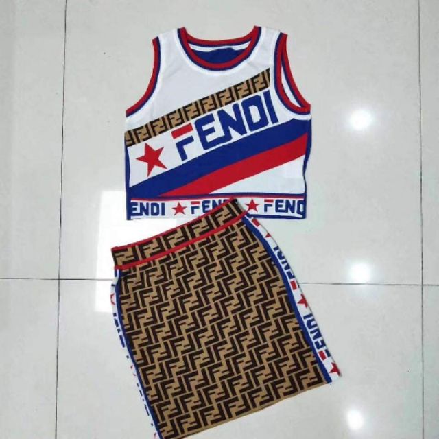 fendi crop top and skirt