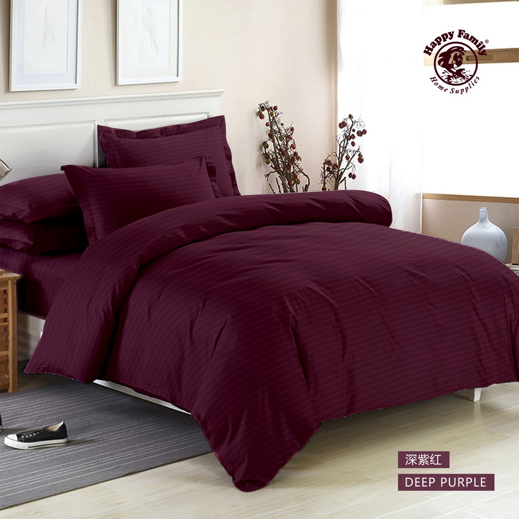 Hotel 4 IN 1 Cotton Plain Colored Bedsheet With Stripes Shopee