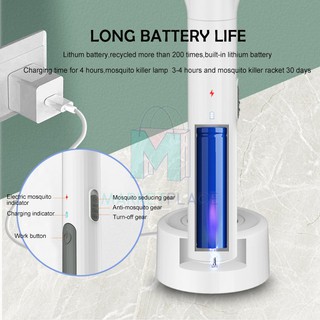 2 in 1 Electric Insect Racket electric mosquito killer lamp Mosquito Swatter USB Rechargeable #6