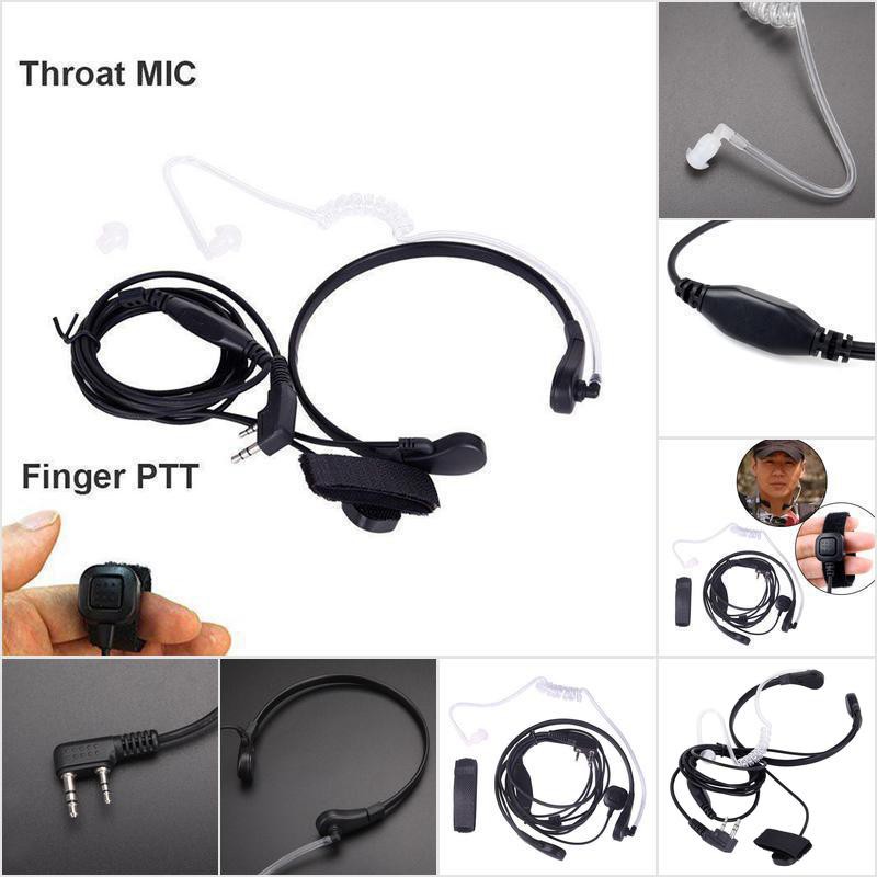 TBPH Throat Mic Earpiece Headset Finger PTT For Baofeng UV5R 888s Radio