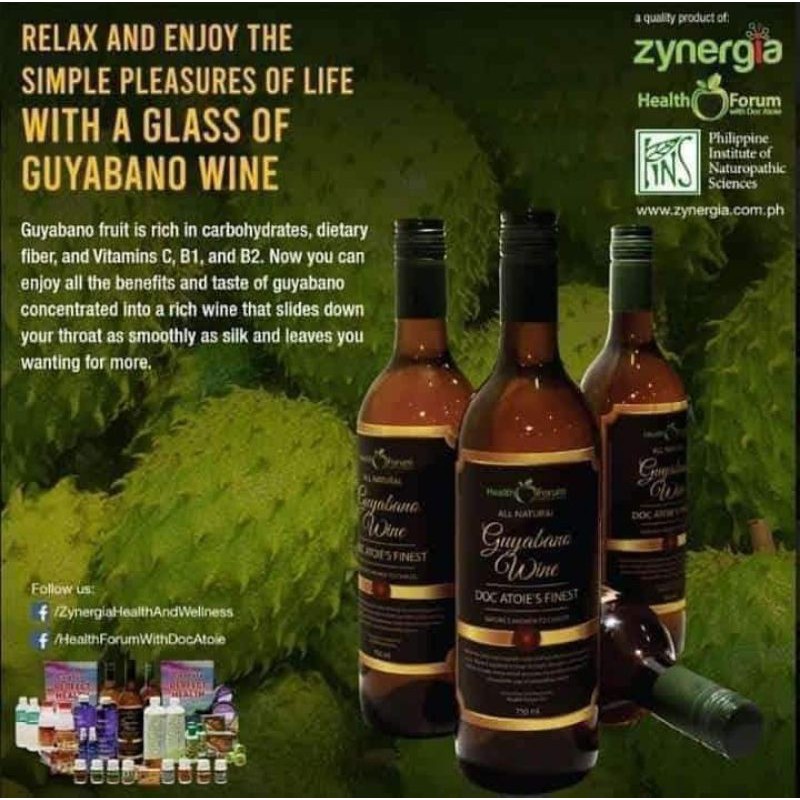 Zynergia Guyabano Wine Doc Atoie Finest 750ml Shopee Philippines