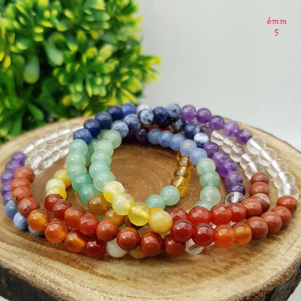 Seven Chakra Crystals 6mm Bracelet 7 Chakra Healing Crystals Bracelet