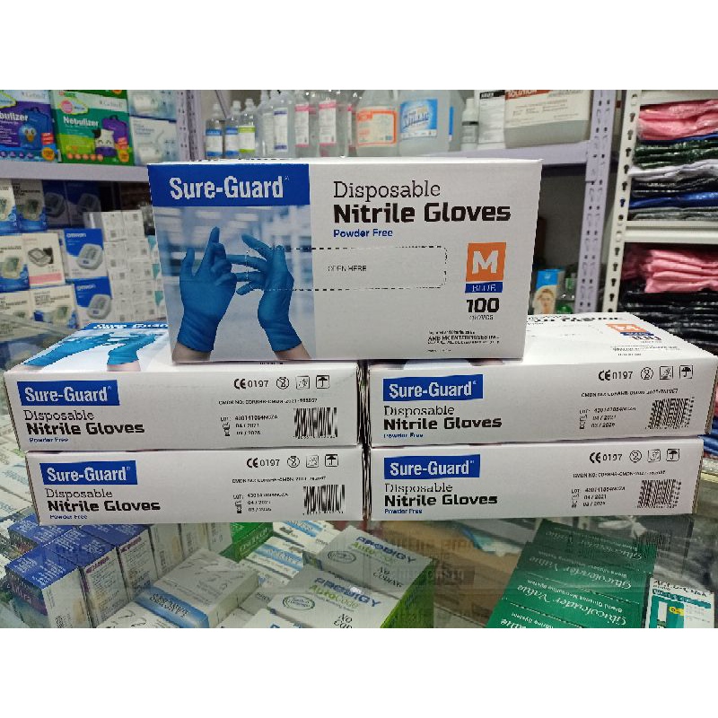 Nitrile Gloves Medium Size SureGuard 100pcs (50 pairs) Shopee
